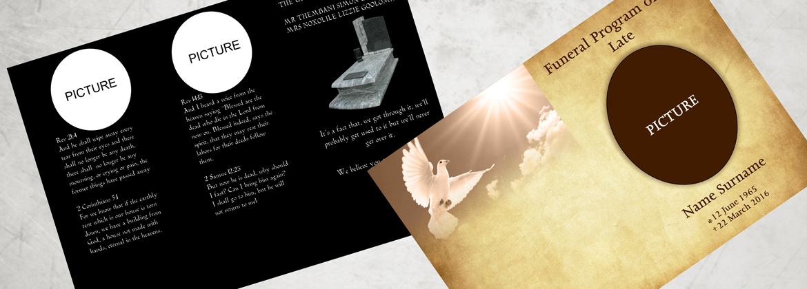 Funeral Program and Tombstone Unveiling Cards